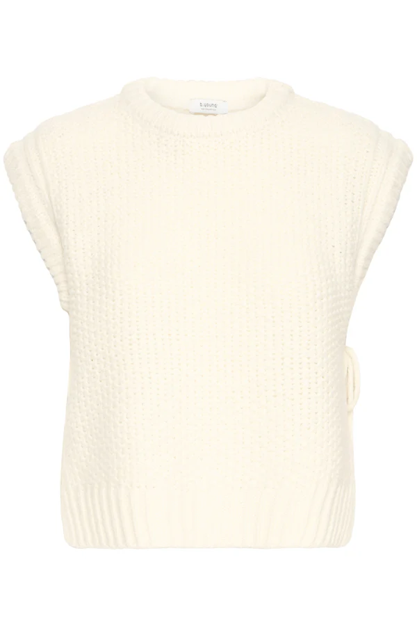 NITTA Sleeveless Knitted Slipover Gillet in Birch Cream - Image 3